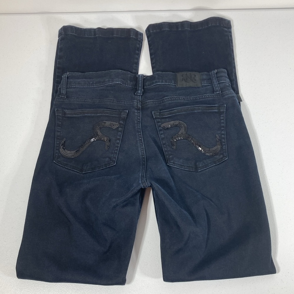 Rock & Republic Womens Jeans Sz 12 Indigo Kasandra Bootcut Stretch Embellished